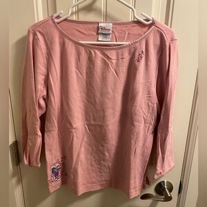 Vintage Disney Store L Top Mickey Mouse Pink Shirt Large Lg 100 Cotton